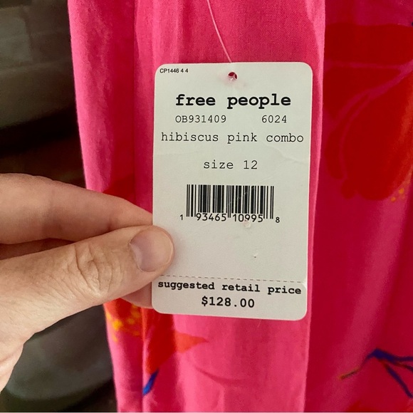 Free People She's A Waterfall Maxi Dress Hibiscus Pink Combo Size 12 - Picture 3 of 9